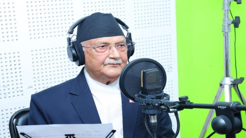 चलचित्र ‘नमेटिने घाउ’ मा डबिङ गर्दै प्रधानमन्त्री केपी शर्मा ओली