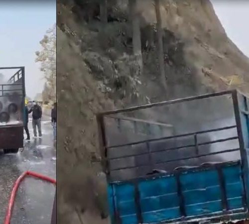ग्यास बोकेर त्रिशूली जाँदै गरेको गाडीमै लिक,दुबै तर्फको राजमार्ग बन्द