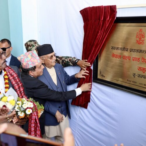प्रधानमन्त्री ओलीद्वारा ‘नेपाल पल्प एण्ड पेपर इण्डष्ट्रिज’को उद्घाटन