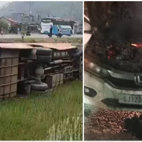 यात्रुबाहक बस दुर्घटना हुँदा १६ जना  घाइते