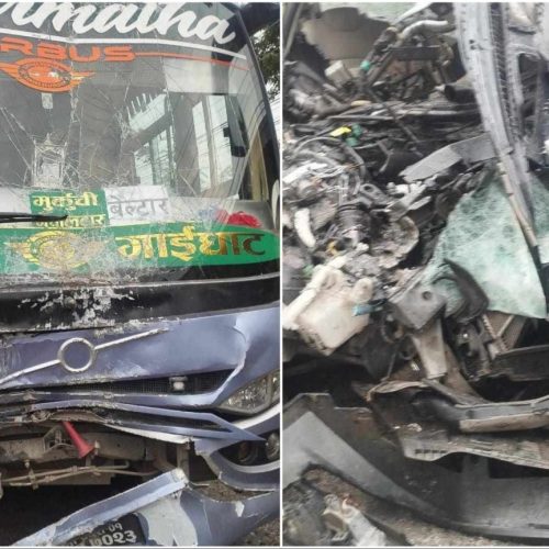 चितवनमा बस र कार एकआपसमा ठोक्किँदा एकजनाको मृत्यु