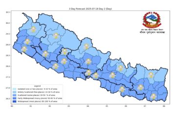 आजको मौसम: हल्कादेखि मध्यम वर्षा