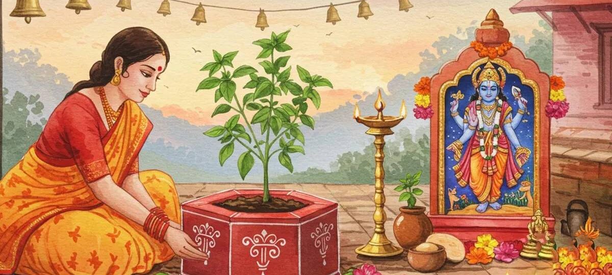आज हरिशयनी एकादशीः तुलसीको बिरुवा सारिँदै