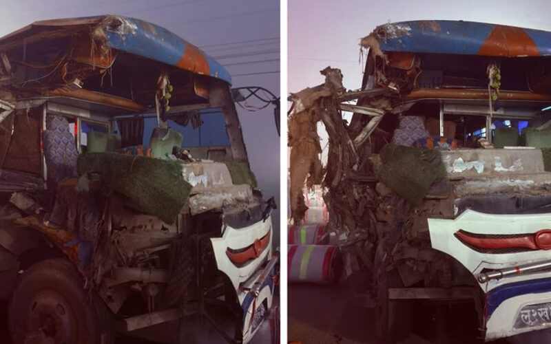रुपन्देहीमा स्कुल बस र ट्याक्टर ठोक्किँदा २१ विद्यार्थी घाइते